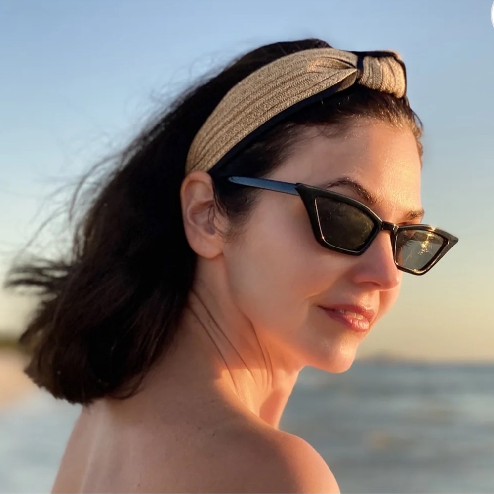 Straw and Grosgrain Turban knot wide  headband